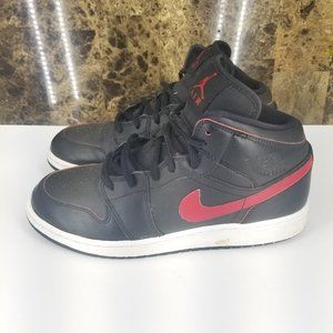 Nike Air Jordan 1 Mid BG 554725-009 Black/Gym Red